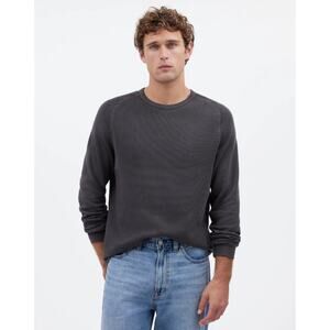 Madewell Thermal Long Sleeve Tee Mens L Coal Stretch Cotton Crew Neck Pullover